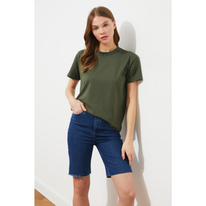Trendyol Khaki Printed Semifitted Knitted T-Shirt