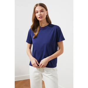 Trendyol Navy Blue Semifitted Knitted T-Shirt
