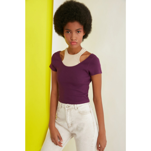 Trendyol Purple Cut Out Detailed Knitted Blouse