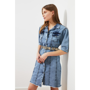 Trendyol Mini Denim Dress WITH Light Blue Pocket DetailING