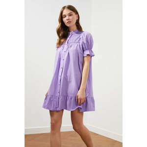 Trendyol Lilac ButtonEd Lace Detail Dress