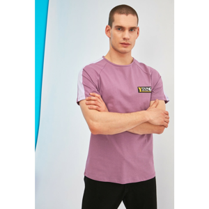 Trendyol Purple Men's Regular Fit Bike Collar Short Sleeve T-Shirt