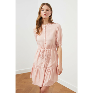 Trendyol Pink Textured Fabric Tie Detail Dress