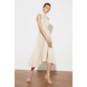 Trendyol Stone Waist Detail Upright Collar Dress