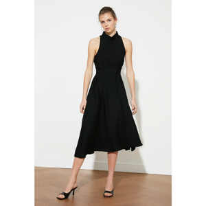 Trendyol Black Waist Detail Upright Collar Dress