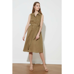 Trendyol Khaki BeltEd Shirt Dress Dress