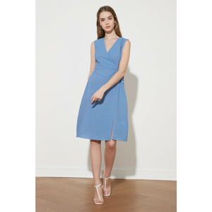 Trendyol Blue Striped Cruise Collar Dress