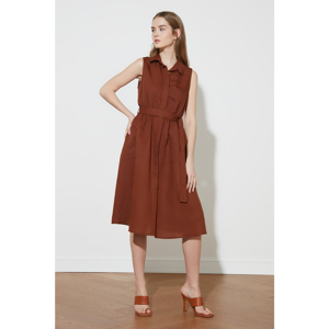 Trendyol Brown Belt Shirt Dress Dress