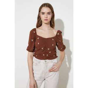 Trendyol Brown Ruffle Blouse