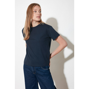 Trendyol Navy Blue Printed Semifitted Knitted T-Shirt