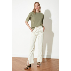 Trendyol Loose Knitted T-Shirt WITH Khaki Embroidery