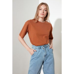Trendyol Loose Knitted T-Shirt WITH Cinnamon Embroidery