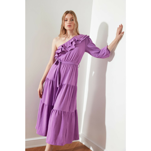 Trendyol Lilac Belt One-sleeve Dress