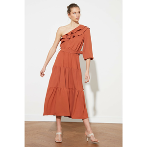 Trendyol Tile Belt One-Sleeve Dress