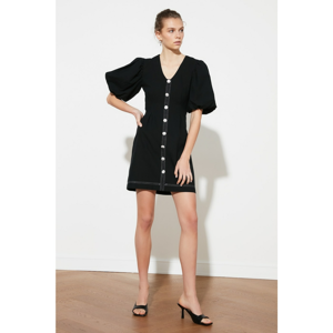 Trendyol Black Button Balloon Sleeve Dress