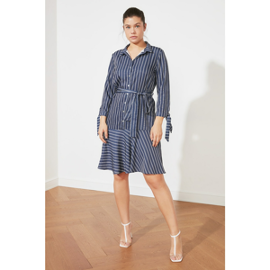 Trendyol Navy Striped Dress with Navy Belt