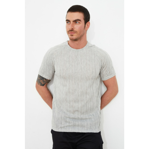 Trendyol Grey Men's Regular Fit Bike Collar Short Sleeve T-Shirt