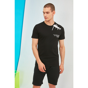 Trendyol Black Men's Regular Fit Bike Collar Short Sleeve T-Shirt