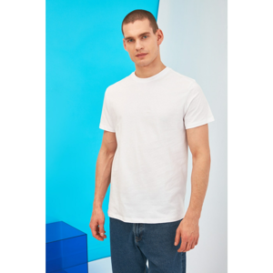Trendyol White Men's Regular Fit Bike Collar Short Sleeve Printed T-Shirt