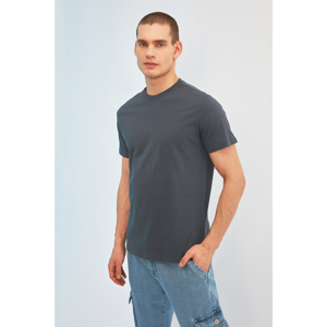 Trendyol Navy Blue Men's Regular Fit Bike Collar Short Sleeve Printed T-Shirt