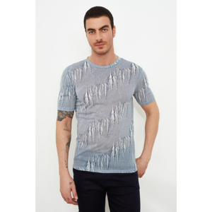 Trendyol Grey Male Slim Fit Bike Collar Short Sleeve T-Shirt