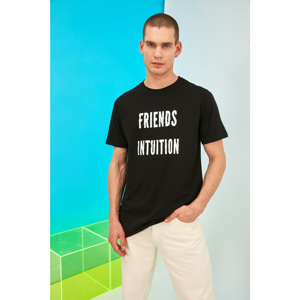Trendyol Black Male Long Fit Short Sleeve Printed T-Shirt