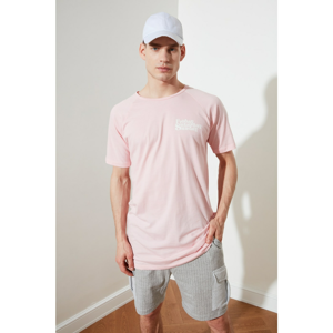 Trendyol Pink Men's Long Fit Bike Collar Short Sleeve T-Shirt