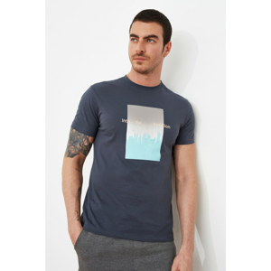 Trendyol Navy Blue Men's Regular Fit Short Sleeve Printed T-Shirt