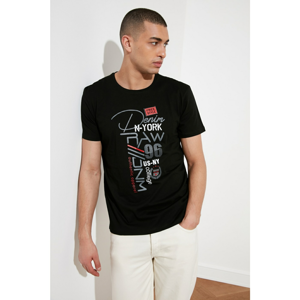 Trendyol Black Men's Printed Short Sleeve T-Shirt