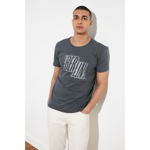 Trendyol Anthracite Men's Printed Short Sleeve T-Shirt