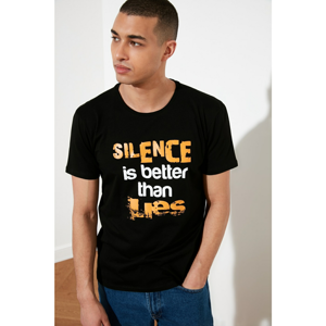 Trendyol Black Men's Printed Short Sleeve T-Shirt