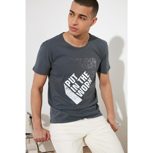 Trendyol Anthracite Men's Printed T-Shirt