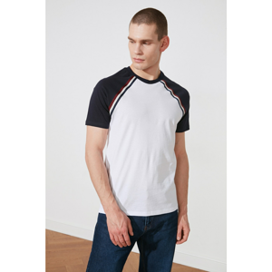 Trendyol White Male Slim Fit Short Sleeve Striped T-Shirt