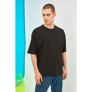 Trendyol Black Male Oversize Short Sleeve Applique Detail T-Shirt