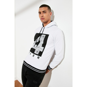 Trendyol White Male Hooded Sweatshirt