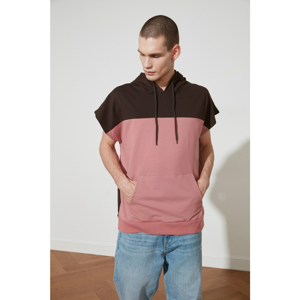 Trendyol Rose Dry Men's Oversize Hooded Paneled Short Sleeve Sweatshirt
