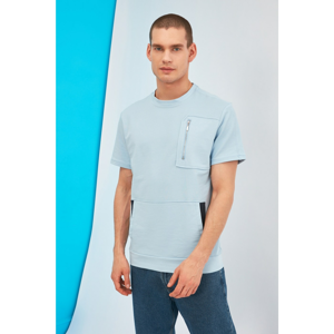 Trendyol Blue Men's Short Sleeves Regular Fit Zipper Detail Sweatshirt