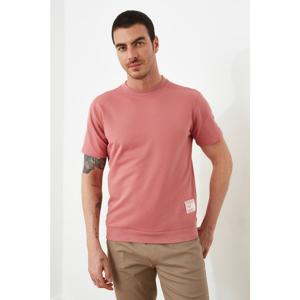 Trendyol Rose Dry Men's Short Sleeves Regular Fit Slogan Labeled Sweatshirt