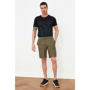 Trendyol Khaki Men's Loose Cut Linen Shorts & amp; Bermuda