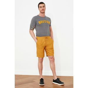 Trendyol Mustard Men's Loose Cut Linen Shorts & amp; Bermuda