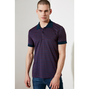 Trendyol Purple Male Slim Fit Short Sleeve Striped Polo Neck T-shirt