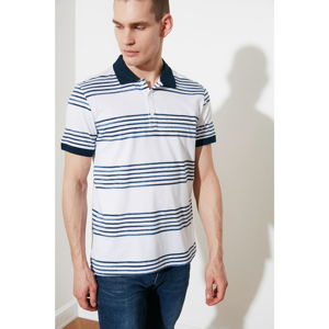 Trendyol White Male Slim Fit Short Sleeve Striped Polo Neck T-shirt