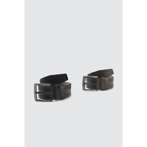 Trendyol Black and Brown Male 2-Piece Artificial Leather Belt
