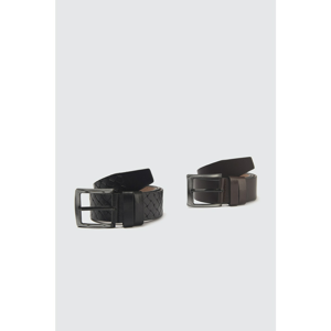 Trendyol Black and Brown Male 2-Piece Artificial Leather Belt