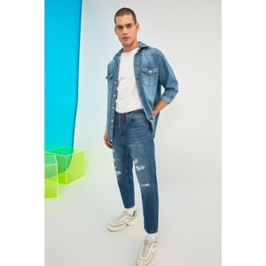 Trendyol Indigo Male Destroy Slim Crop Jeans