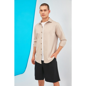 Trendyol Beige Men's Regular Fit Back Printed Shirt