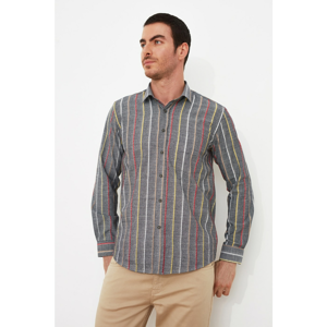 Trendyol Anthracite Men's Regular Fit Shirt Collar Long Sleeve Shirt