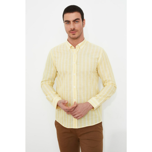 Trendyol Yellow Male Slim Fit Long Sleeve Epaulette Buttoned Collar Shirt