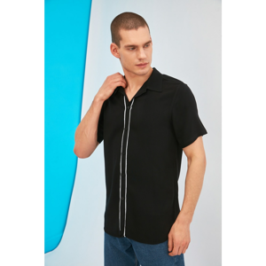 Trendyol Black Men's Regular Fit Shirt Collar Biye Detailed Shirt
