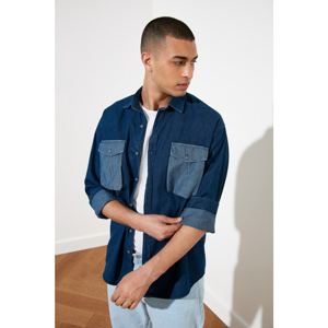 Trendyol Indigo Men's Relax Fit Double Pocket Cover Denim Shirt